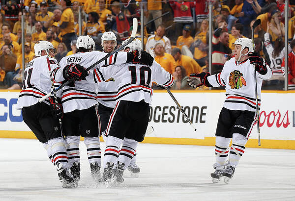 Playoffs Art Print featuring the photograph Chicago Blackhawks V Nashville #2 by John Russell