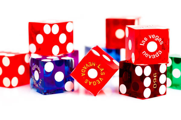Las Vegas Art Print featuring the photograph Colorful Dice by Raul Rodriguez