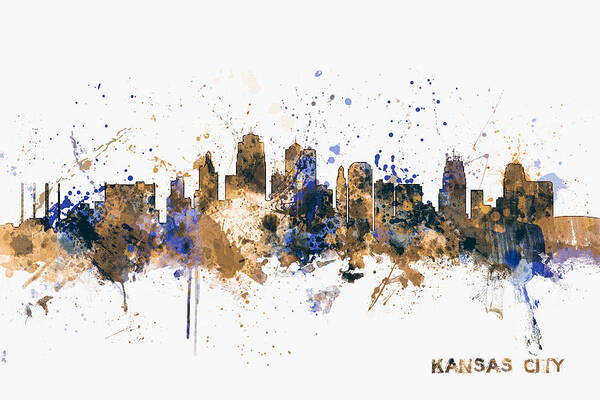 United States Art Print featuring the digital art Kansas City Skyline #2 by Michael Tompsett