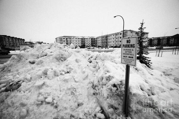Saskatoon Art Print featuring the photograph large pile of snow for collection cleared from residential streets Saskatoon Saskatchewan Canada #2 by Joe Fox