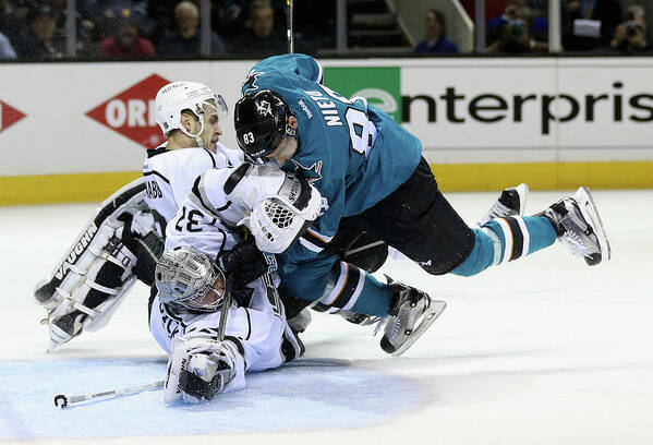 Playoffs Art Print featuring the photograph Los Angeles Kings V San Jose Sharks - #2 by Ezra Shaw