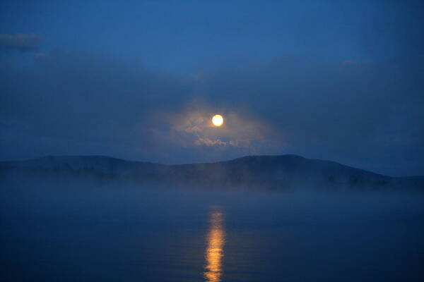 Moon Art Print featuring the photograph Mystic Moon on Lake Umbagog by Neal Eslinger