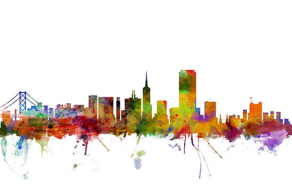 San Francisco Art Print featuring the digital art San Francisco City Skyline #2 by Michael Tompsett