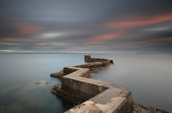 St Monans Pier Art Print featuring the photograph St Monans Pier at Sunset #1 by Maria Gaellman