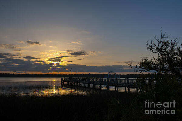 Sunset Art Print featuring the photograph Twilight over the Wando River by Dale Powell