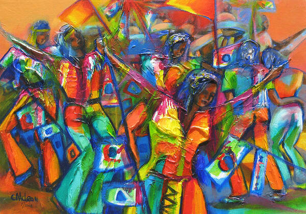 Carnival Art Print featuring the painting Trinidad Carnival by Cynthia McLean