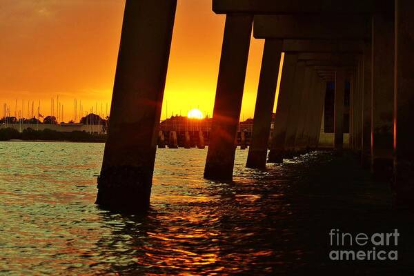 Sunset Art Print featuring the photograph 2013 First Sunset Under North Bridge 2 by Lynda Dawson-Youngclaus