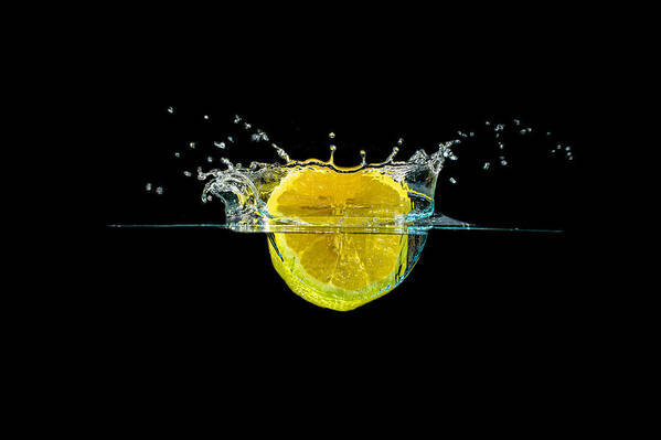 Beverage Art Print featuring the photograph Splashing Lemon #3 by Peter Lakomy