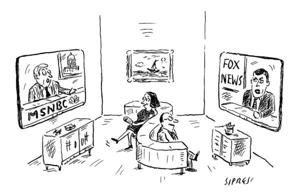 Fox News Art Print featuring the drawing New Yorker November 14th, 2016 by David Sipress