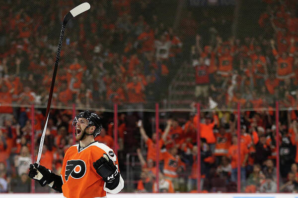 Playoffs Art Print featuring the photograph Washington Capitals V Philadelphia #3 by Patrick Smith