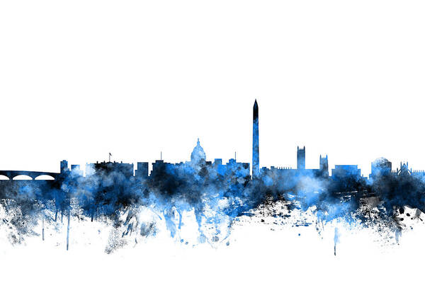 United States Art Print featuring the digital art Washington DC Skyline #3 by Michael Tompsett