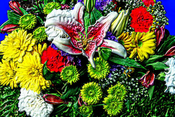 Colorful Art Print featuring the painting 3D Flowers with HDR by Bruce Nutting