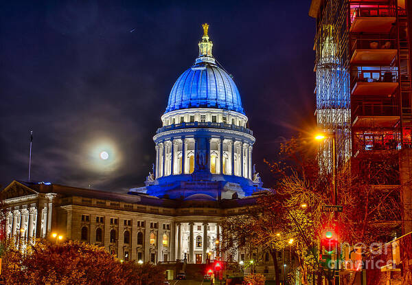 Blue Art Print featuring the photograph Madison Capitol by Steven Ralser