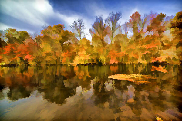 Autumn Art Print featuring the photograph Reflection of Autumn Colors on the Canal #4 by David Letts