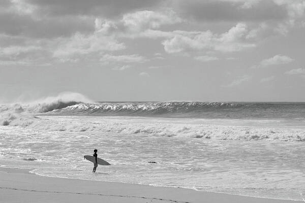 Photography Art Print featuring the photograph Surfer Standing On The Beach, North #4 by Panoramic Images