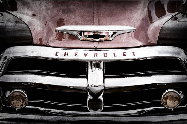 1955 Chevrolet 3100 Pickup Truck Grille Emblem Art Print featuring the photograph 1955 Chevrolet 3100 Pickup Truck Grille Emblem #5 by Jill Reger