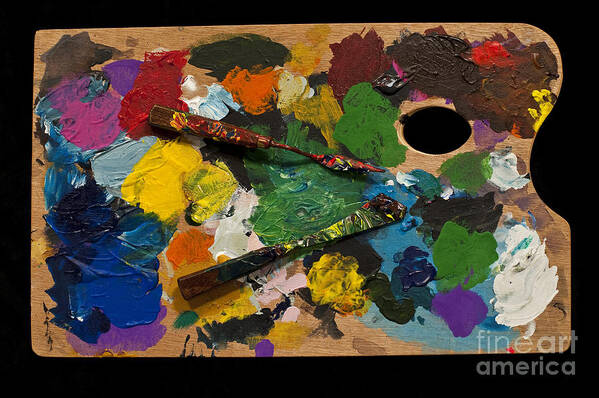 Acrylic Paint Art Print featuring the photograph Artist Palette With Paint Knife #5 by Jim Corwin