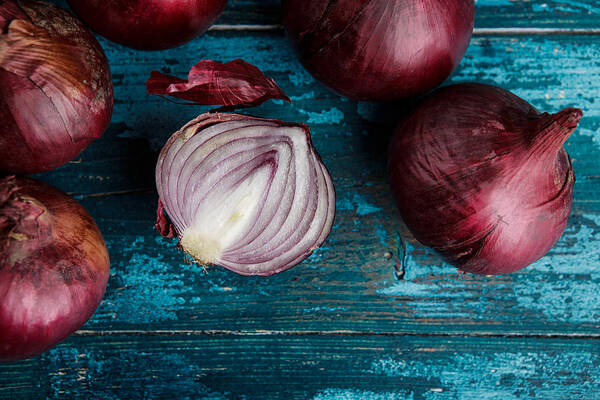 Onion Art Print featuring the photograph Red Onions #5 by Nailia Schwarz