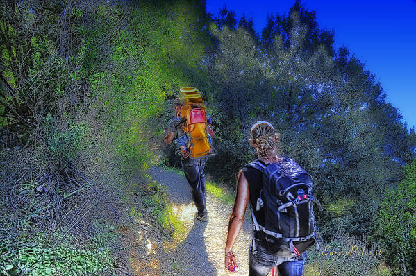 Monterosso Art Print featuring the mixed media 5 TERRE Monterosso trekking in PASSEGGIATE A LEVANTE by Enrico Pelos