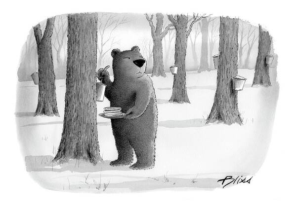 Bear Art Print featuring the drawing New Yorker April 2nd, 2007 by Harry Bliss