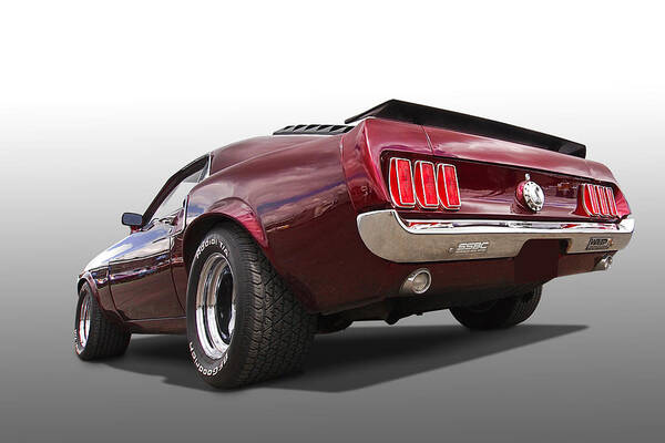 Classic Ford Mustang Art Print featuring the photograph '69 Mustang Rear #69 by Gill Billington