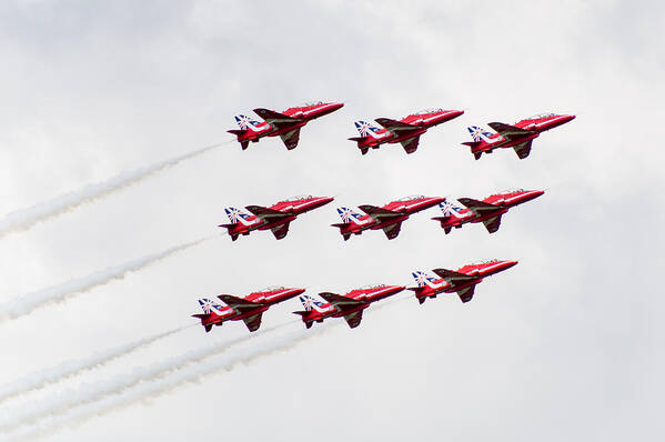 Red Arrows Art Print featuring the photograph The Red Arrows #7 by Gary Eason