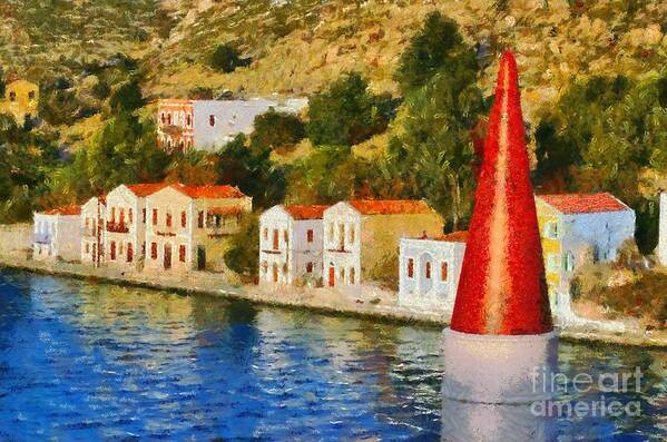 Kastellorizo Art Print featuring the painting Kastellorizo island #8 by George Atsametakis