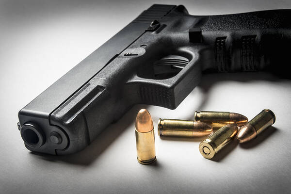 Handgun Art Print featuring the photograph 9mm Handgun With Bullets by Gary S Chapman