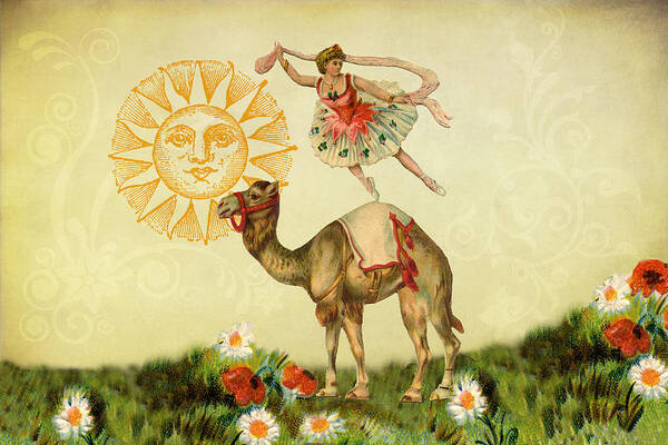 Ballerina Art Print featuring the digital art A Ballerina and Her Camel by Peggy Collins