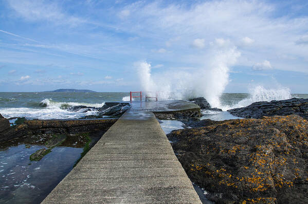 Breaking Waves Art Print featuring the photograph A Blustery day at High Rock by Martina Fagan