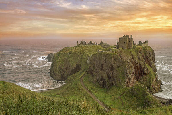 Scotland Art Print featuring the photograph A Dunnottar Castle Sunrise - Scotland - Landscape by Jason Politte