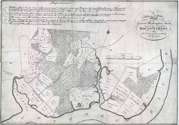 1790s Art Print featuring the photograph A Map Of General Washingtons Farm by Everett