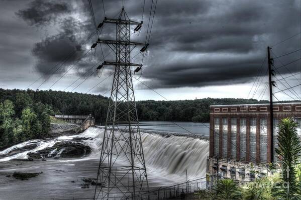 A Massive Storm At Duke Energy Hydro Dam Rhodhiss Art Print featuring the photograph A Massive Storm Duke Energy Hydro Dam Rhodhiss NC by Robert Loe