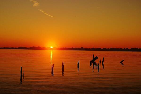 Sunrise Art Print featuring the photograph A New Day Dawns... Over Dock Remains by Daniel Thompson