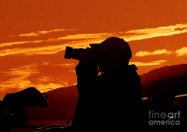 Sunset Art Print featuring the photograph A Photographer Enjoying His Work by Kathy Baccari