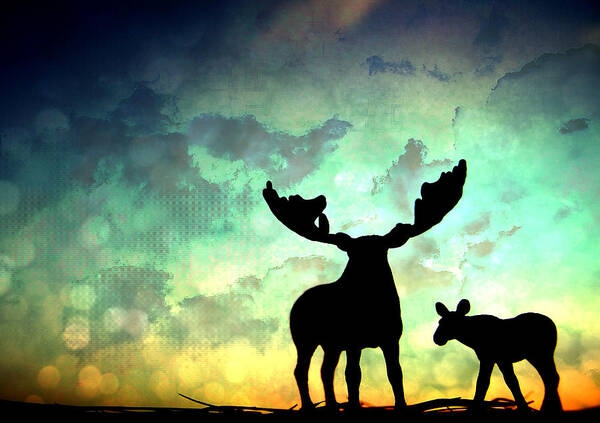 Moose Art Print featuring the digital art Ablaze by Candace Fowler