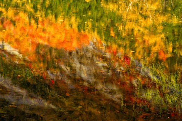 Abstract Art Print featuring the photograph Abstract Autumn Reflections Crawford Notch NH by Jeff Sinon