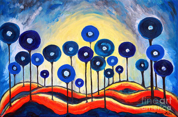Lollipops Art Print featuring the painting Abstract Blue Symphony by Ramona Matei