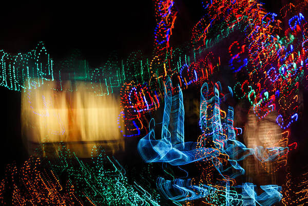 Abstract Christmas Lights Art Print featuring the photograph Abstract Christmas Lights - Color Twists and Swirls by Georgia Mizuleva