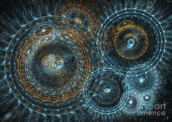 Abstract Art Print featuring the digital art Abstract circle fractal by Martin Capek