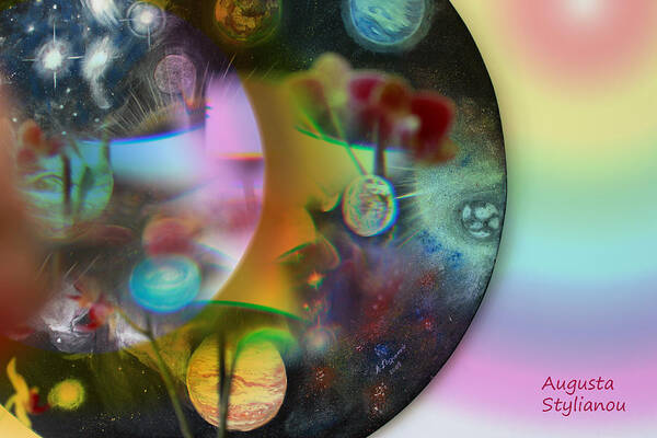 Augusta Stylianou Art Print featuring the digital art Abstract Planets by Augusta Stylianou