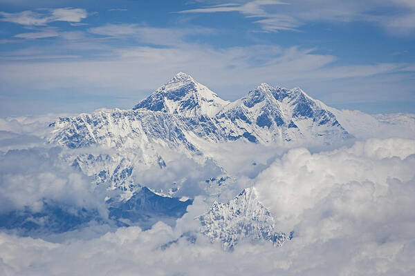 Everest Art Print featuring the photograph Aerial view of Mount Everest, Nepal, 2007 by Hitendra SINKAR
