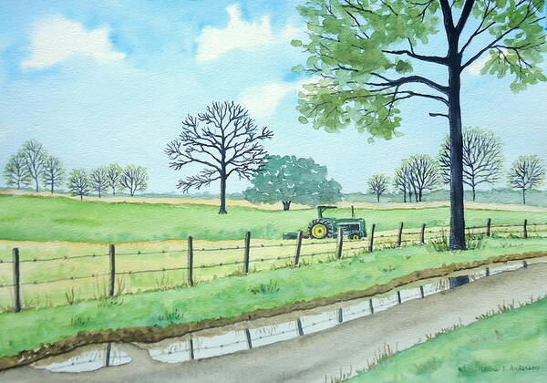 Farm Art Print featuring the painting After the Rain by Laurie Anderson