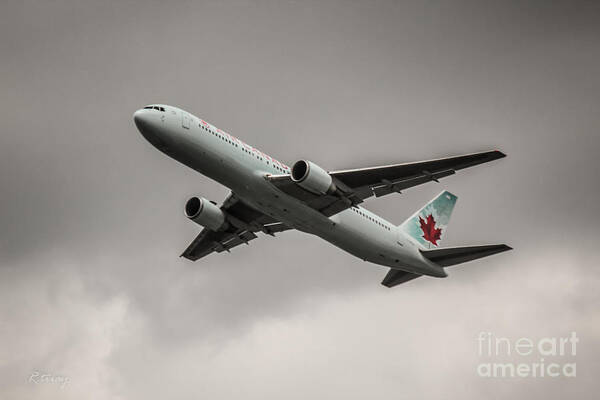 Sky Art Print featuring the photograph Air Canada Boeing 767 Monochrome by Rene Triay FineArt Photos