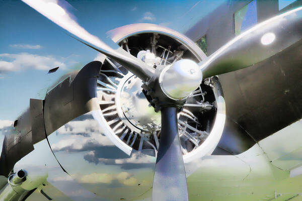 Airplane Art Print featuring the photograph Airplane Propeller In The Clouds by Athena Mckinzie