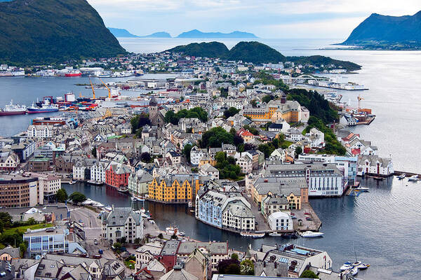 Europe Art Print featuring the photograph Alesund scenic by Dennis Cox