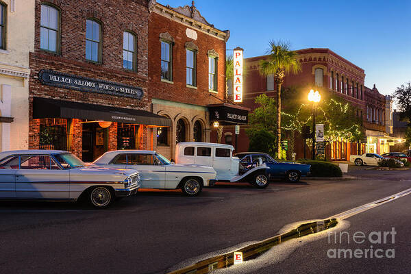 Antique Cars Art Print featuring the photograph Amelia Cruizers Car Show at Twilight by Dawna Moore Photography
