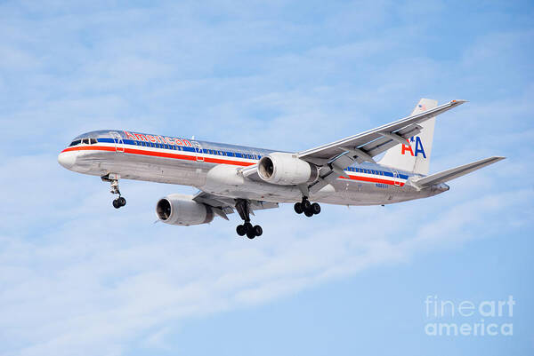 757 Art Print featuring the photograph Amercian Airlines Boeing 757 Airplane Landing by Paul Velgos
