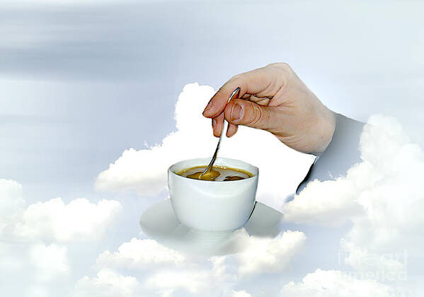 Angel Art Print featuring the photograph An Angel Takes a Coffee Break by Larry Mulvehill