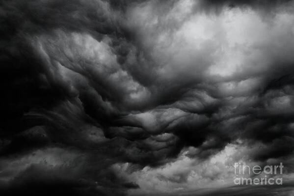 Storm Art Print featuring the photograph An Angry Sky in Black and White by John Harmon